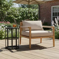 Christopher Knight Home Ilaria 2 Piece Outdoor Acacia Wood Rope Chair with Ceramic Tile End Table