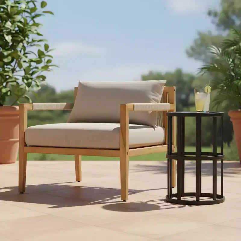 Christopher Knight Home Ilaria Ensemble de 2 fauteuils d'extérieur en bois d'acacia et corde avec table d'appoint en carrelage de céramique
