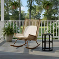 Christopher Knight Home Yann Modern Metal Patio Seating Set with Rocking Chair and Ceramic Tabletop