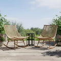 Christopher Knight Home Isabelle Modern Metal Patio Seating Set with Rocking Chairs and Ceramic Tabletop