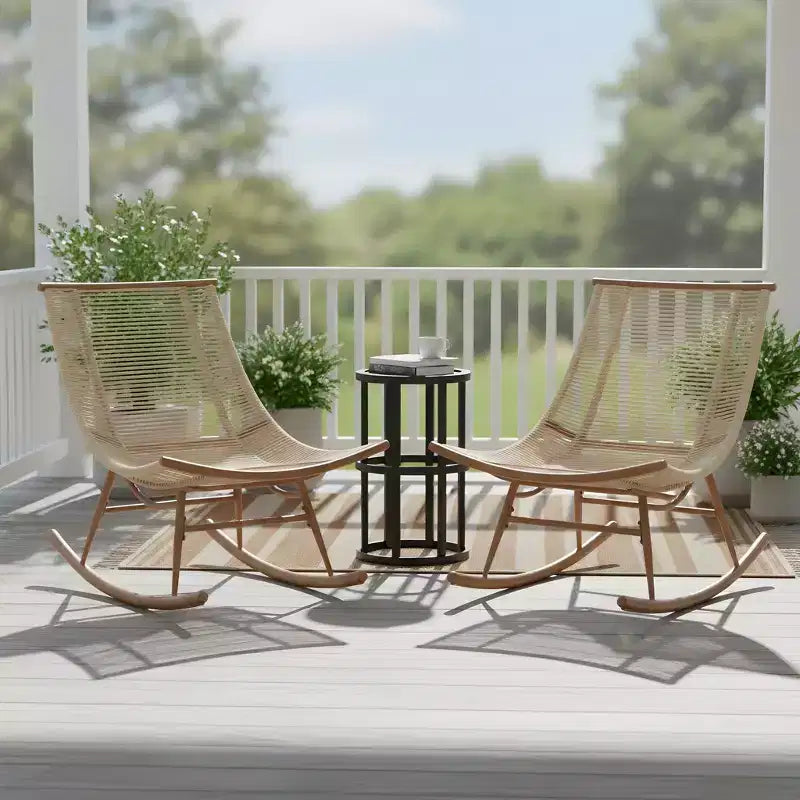 Christopher Knight Home Isabelle Ensemble de terrasse moderne en métal avec fauteuils à bascule et plateau de table en céramique