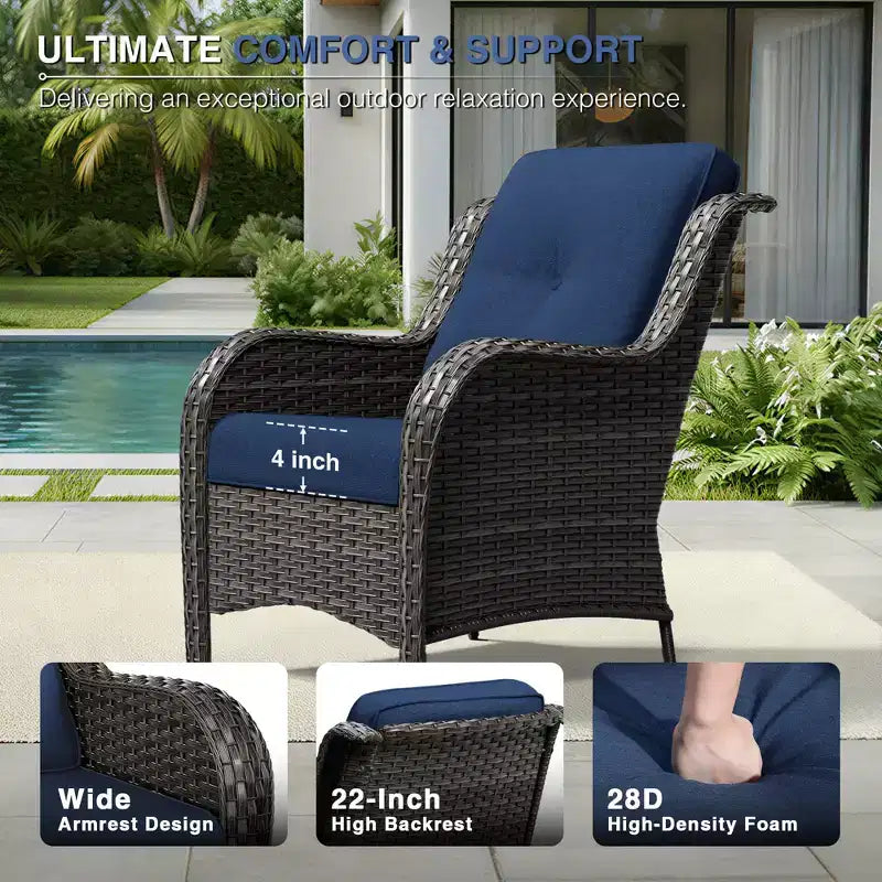 UPTIOT Salon de Jardin Extérieur 6 Pièces en Résine Tressée avec Coussins en Oléfine Tout Temps