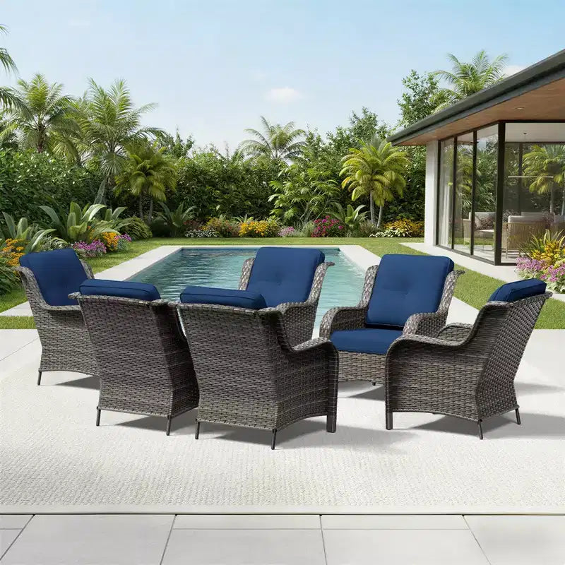 UPTIOT Salon de Jardin Extérieur 6 Pièces en Résine Tressée avec Coussins en Oléfine Tout Temps