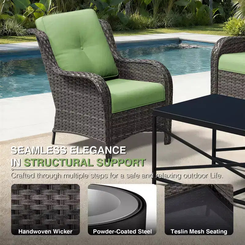 UPTIOT Salon de Jardin Extérieur 6 Pièces en Résine Tressée avec Coussins en Oléfine Tout Temps