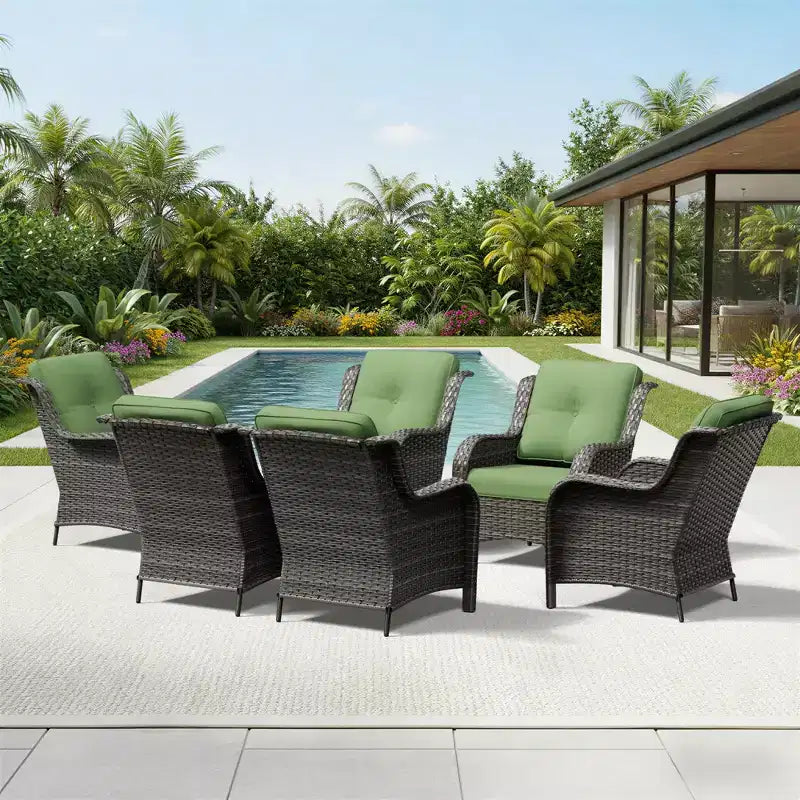 UPTIOT Salon de Jardin Extérieur 6 Pièces en Résine Tressée avec Coussins en Oléfine Tout Temps