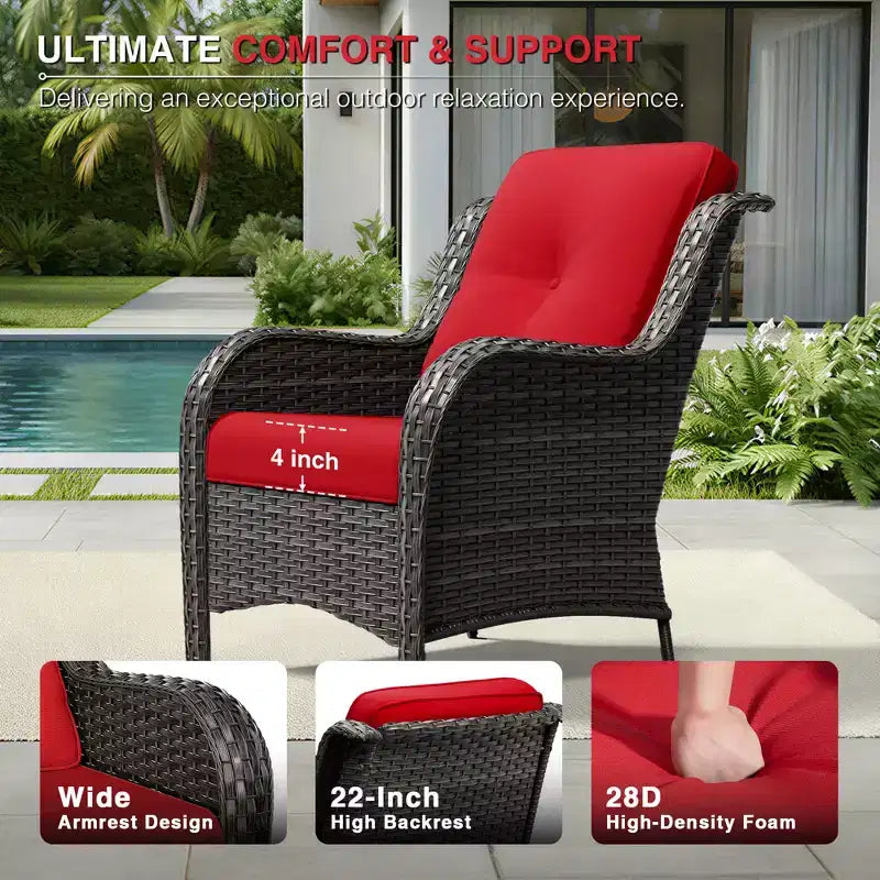UPTIOT Salon de Jardin Extérieur 6 Pièces en Résine Tressée avec Coussins en Oléfine Tout Temps