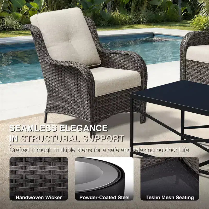 UPTIOT Salon de Jardin Extérieur 6 Pièces en Résine Tressée avec Coussins en Oléfine Tout Temps