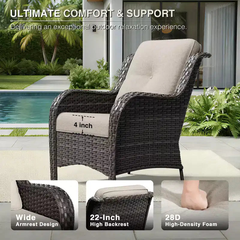 UPTIOT Salon de Jardin Extérieur 6 Pièces en Résine Tressée avec Coussins en Oléfine Tout Temps
