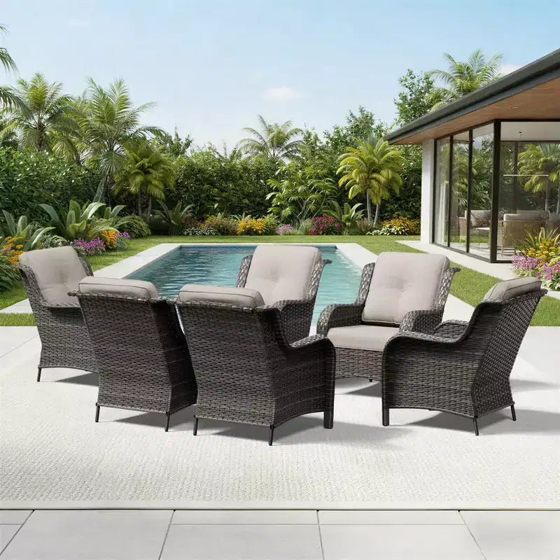 UPTIOT Salon de Jardin Extérieur 6 Pièces en Résine Tressée avec Coussins en Oléfine Tout Temps