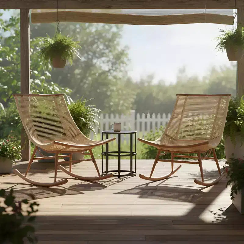 Christopher Knight Home Laure, ensemble de patio moderne en métal avec chaises berçantes et plateau de table en céramique