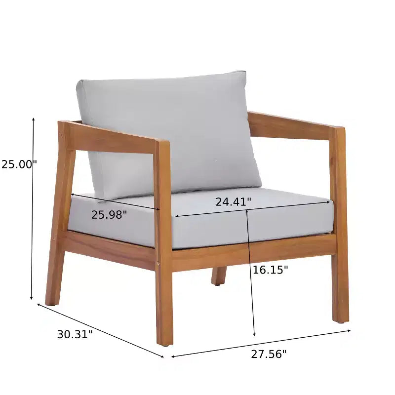 Christopher Knight Home Phichai Ensemble de 5 pièces de salon de jardin moderne en bois d'acacia avec coussins et table à lattes