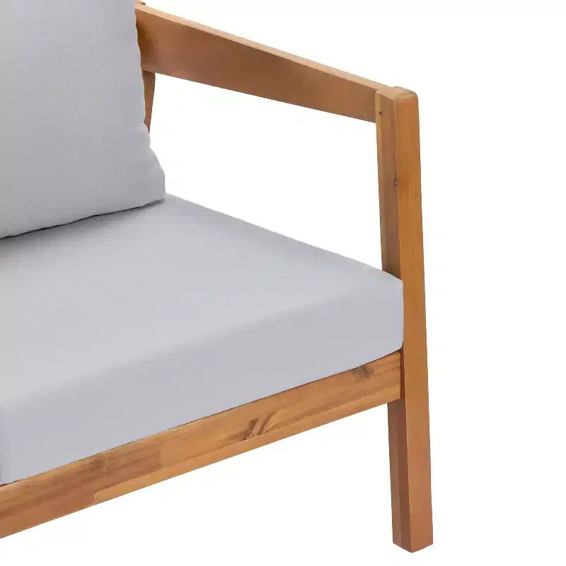 Christopher Knight Home Phichai Ensemble de 5 pièces de salon de jardin moderne en bois d'acacia avec coussins et table à lattes