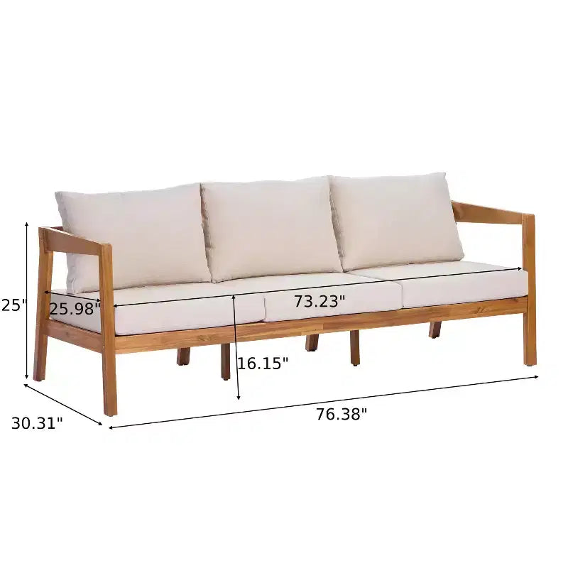 Christopher Knight Home Phichai Ensemble de 5 pièces de salon de jardin moderne en bois d'acacia avec coussins et table à lattes