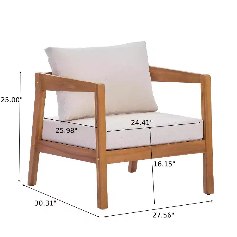Christopher Knight Home Phichai Ensemble de 5 pièces de salon de jardin moderne en bois d'acacia avec coussins et table à lattes