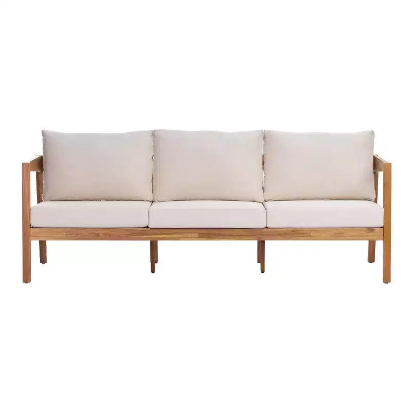 Christopher Knight Home Phichai Ensemble de 5 pièces de salon de jardin moderne en bois d'acacia avec coussins et table à lattes