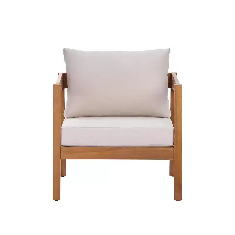 Christopher Knight Home Phichai Ensemble de 5 pièces de salon de jardin moderne en bois d'acacia avec coussins et table à lattes
