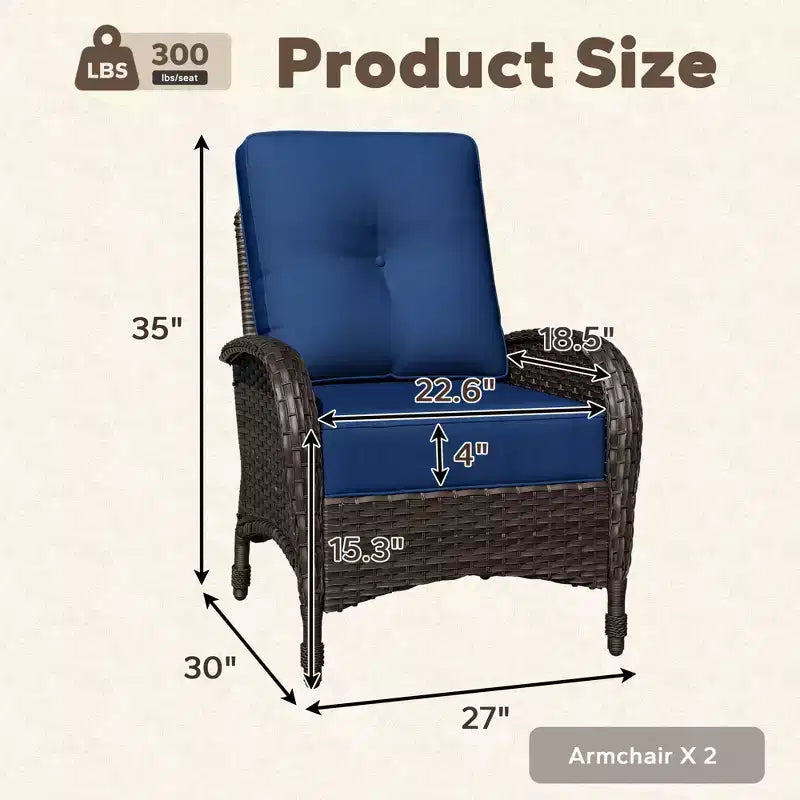 Lot de 2 fauteuils de jardin UPTIOT, en tissu résistant à l'eau et aux UV, design en osier tressé à la main