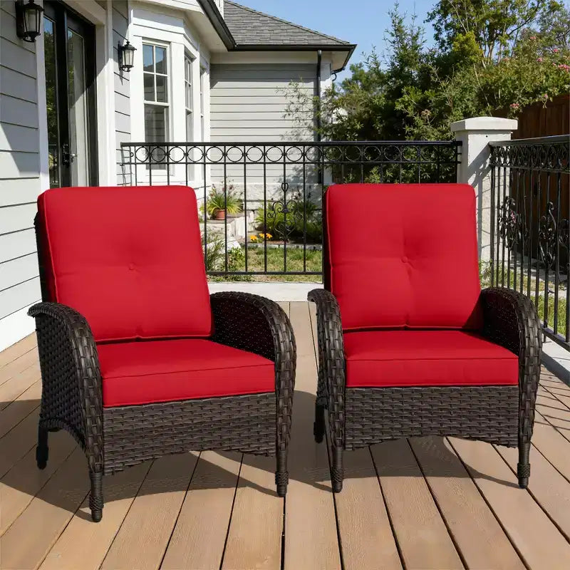 Lot de 2 fauteuils de jardin UPTIOT, en tissu résistant à l'eau et aux UV, design en osier tressé à la main