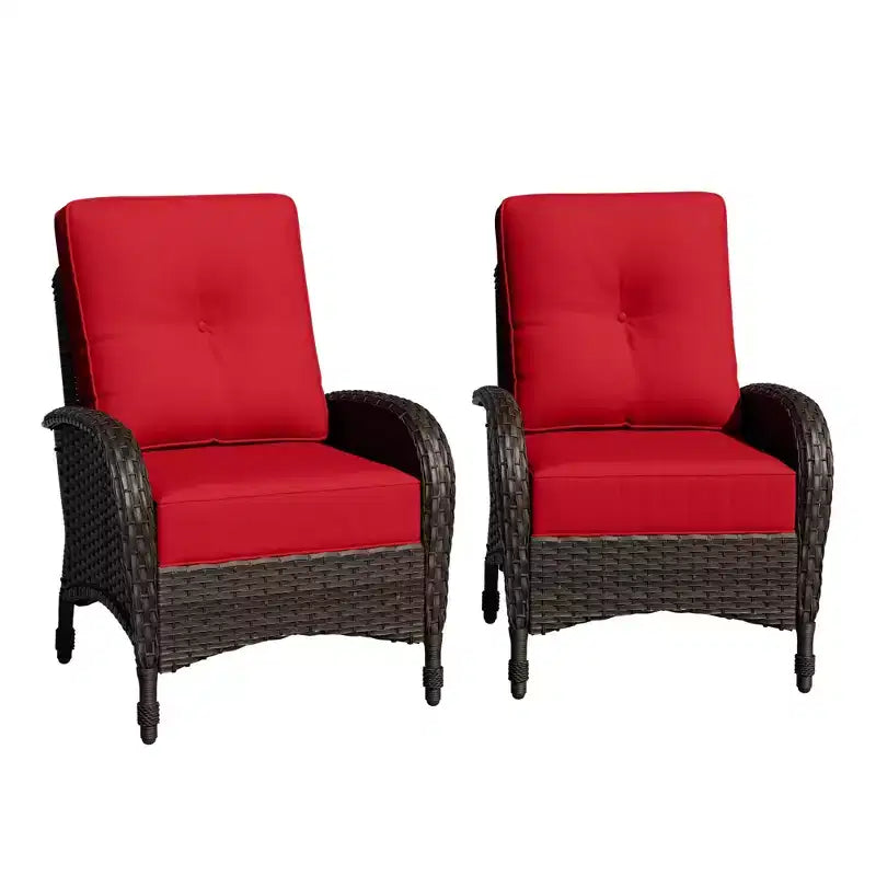 Lot de 2 fauteuils de jardin UPTIOT, en tissu résistant à l'eau et aux UV, design en osier tressé à la main