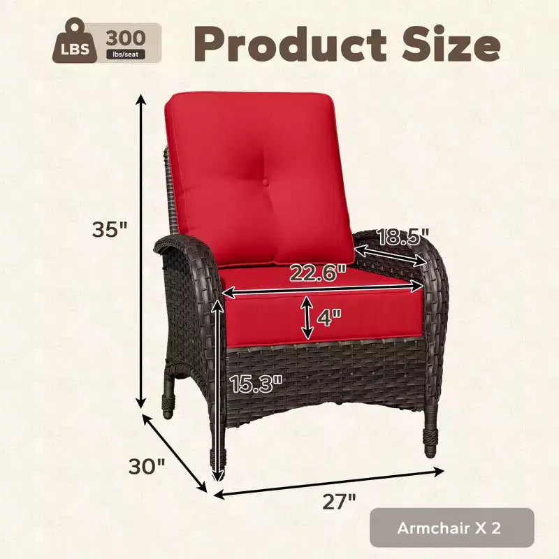 Lot de 2 fauteuils de jardin UPTIOT, en tissu résistant à l'eau et aux UV, design en osier tressé à la main