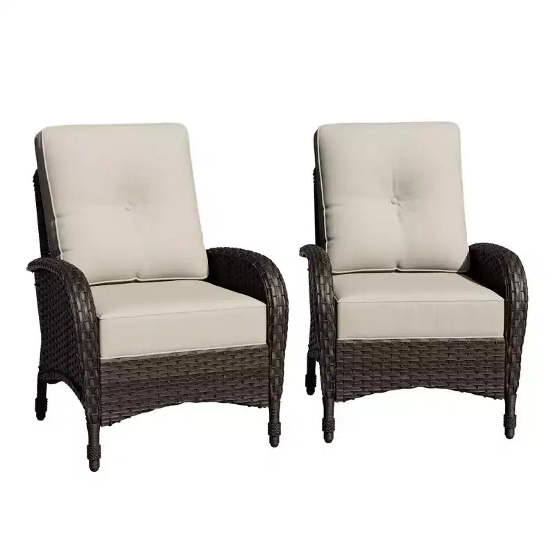 Lot de 2 fauteuils de jardin UPTIOT, en tissu résistant à l'eau et aux UV, design en osier tressé à la main