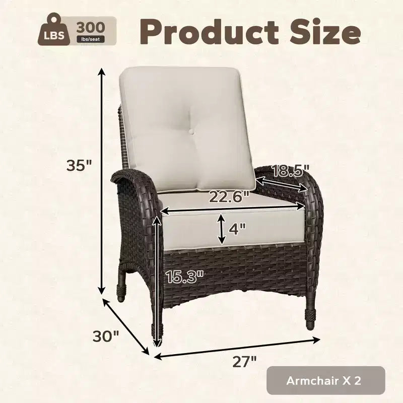 Lot de 2 fauteuils de jardin UPTIOT, en tissu résistant à l'eau et aux UV, design en osier tressé à la main