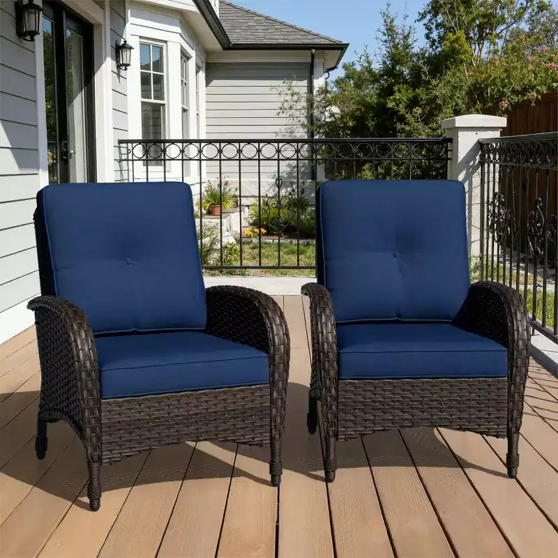 Lot de 2 fauteuils de jardin UPTIOT, en tissu résistant à l'eau et aux UV, design en osier tressé à la main