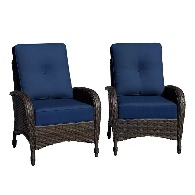 Lot de 2 fauteuils de jardin UPTIOT, en tissu résistant à l'eau et aux UV, design en osier tressé à la main