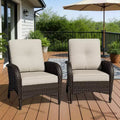 UPTIOT Outdoor Patio Armchairs Set of 2, Water-Resistant & UV-Resistant Fabric, Hand-Woven Wicker Design