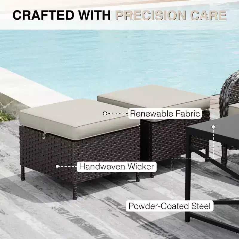 UPTIOT Ensemble de canapé d'extérieur modulaire avec poufs convertibles et coussins résistants aux intempéries