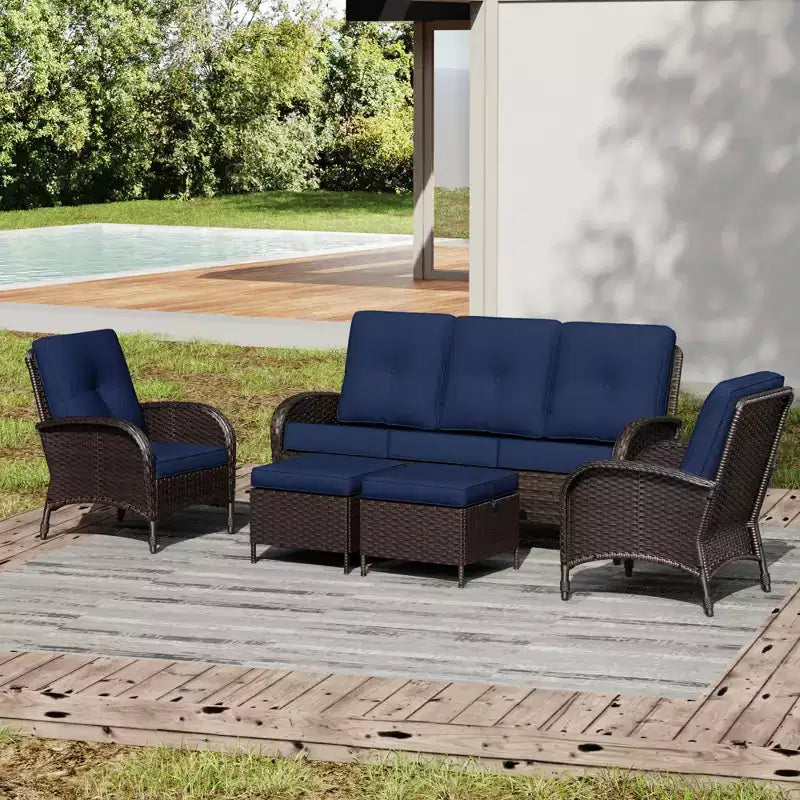 UPTIOT Ensemble de canapé d'extérieur modulaire avec poufs convertibles et coussins résistants aux intempéries