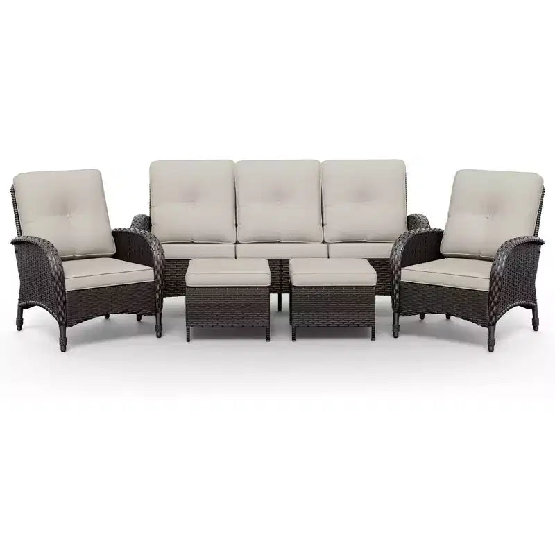 UPTIOT Ensemble de canapé d'extérieur modulaire avec poufs convertibles et coussins résistants aux intempéries