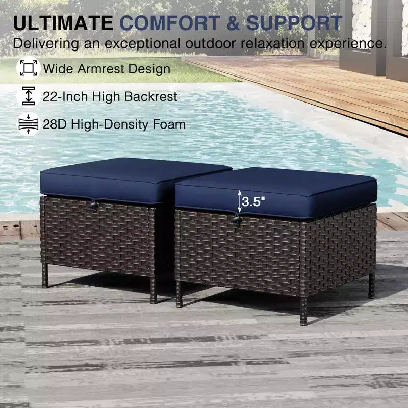 UPTIOT Ensemble de canapé d'extérieur modulaire avec poufs convertibles et coussins résistants aux intempéries