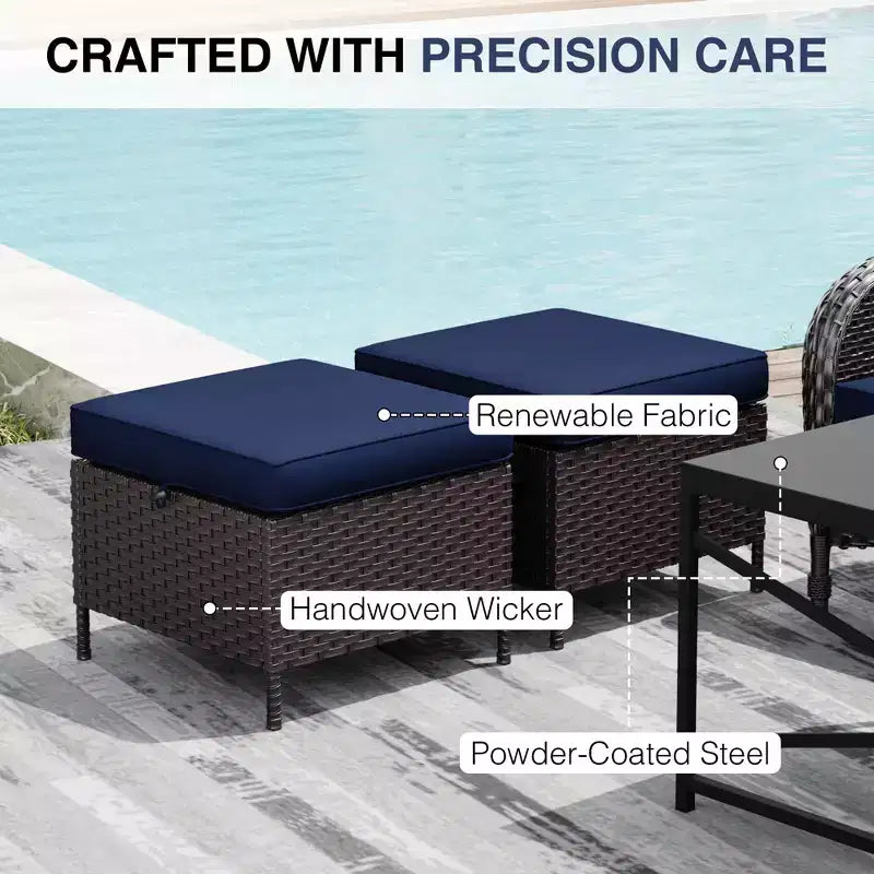 UPTIOT Ensemble de canapé d'extérieur modulaire avec poufs convertibles et coussins résistants aux intempéries
