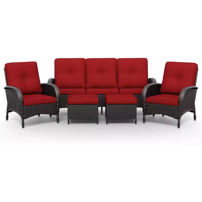 UPTIOT Ensemble de canapé d'extérieur modulaire avec poufs convertibles et coussins résistants aux intempéries