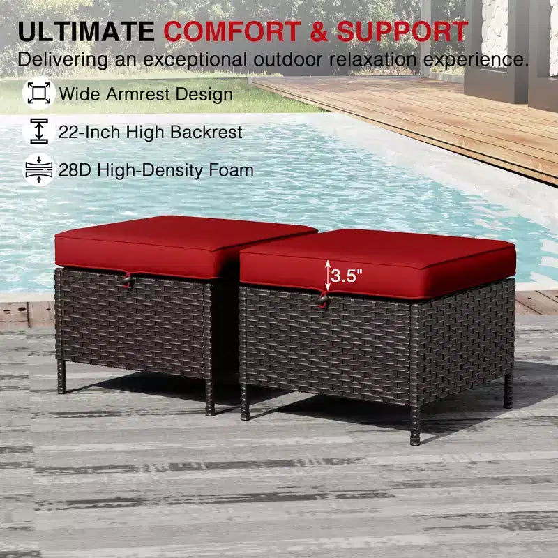 UPTIOT Ensemble de canapé d'extérieur modulaire avec poufs convertibles et coussins résistants aux intempéries