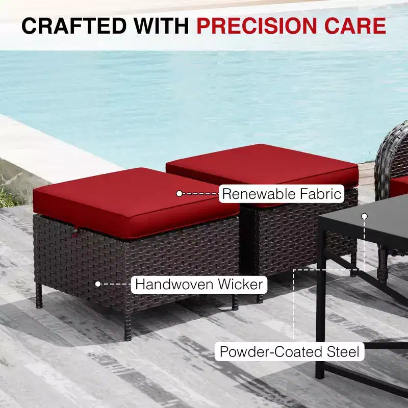 UPTIOT Ensemble de canapé d'extérieur modulaire avec poufs convertibles et coussins résistants aux intempéries