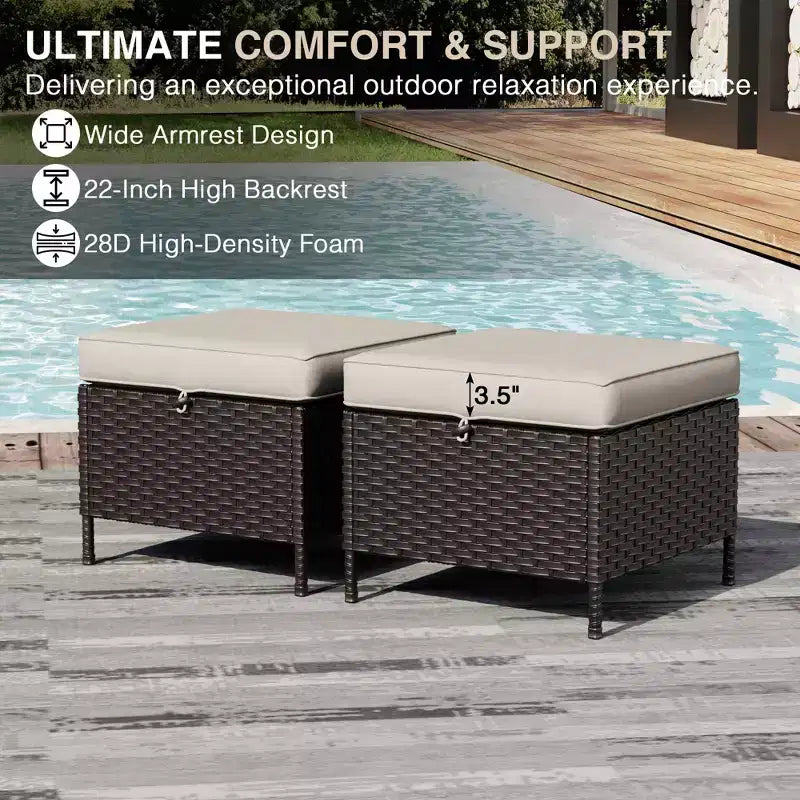 UPTIOT Ensemble de canapé d'extérieur modulaire avec poufs convertibles et coussins résistants aux intempéries