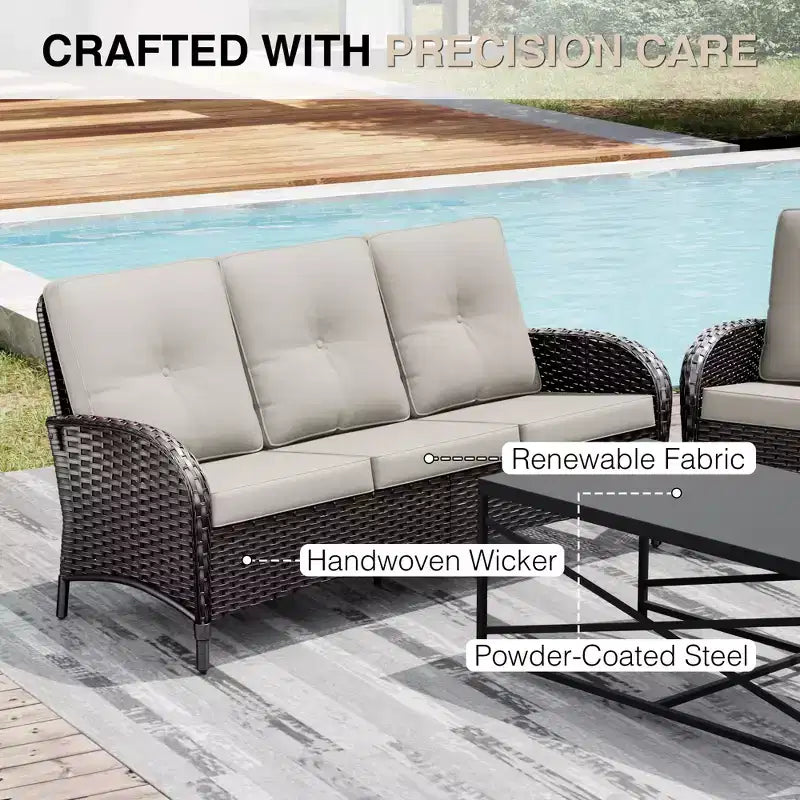 UPTIOT Ensemble de canapé d'extérieur modulaire avec poufs convertibles et coussins résistants aux intempéries