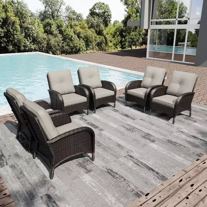 UPTIOT Salon de jardin 6 pièces en rotin tressé avec coussins haut de gamme en oléfine