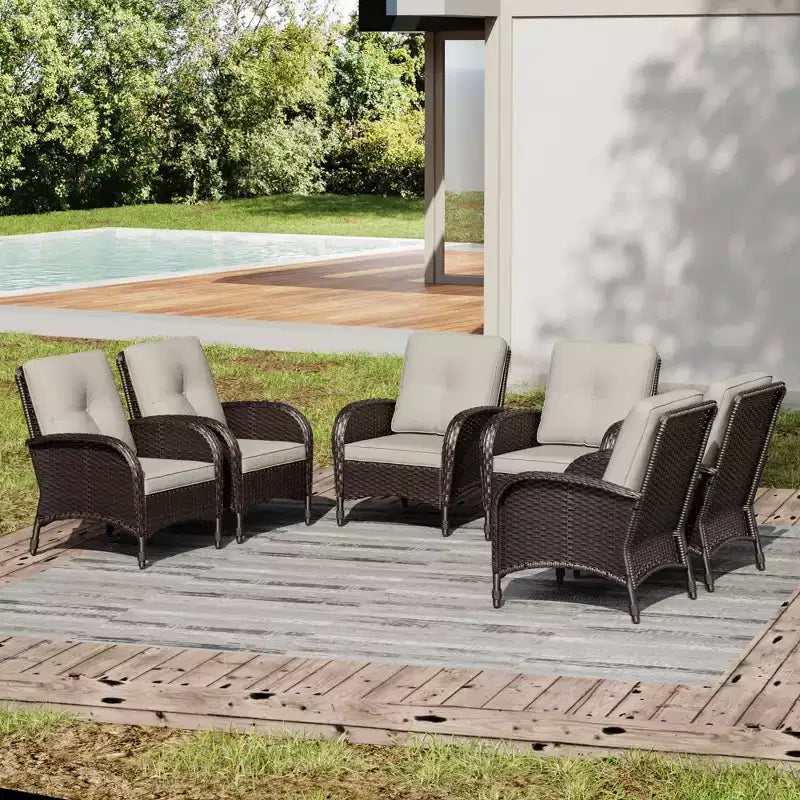 UPTIOT 6-Piece Outdoor Wicker Chair Set with Premium Olefin Cushions