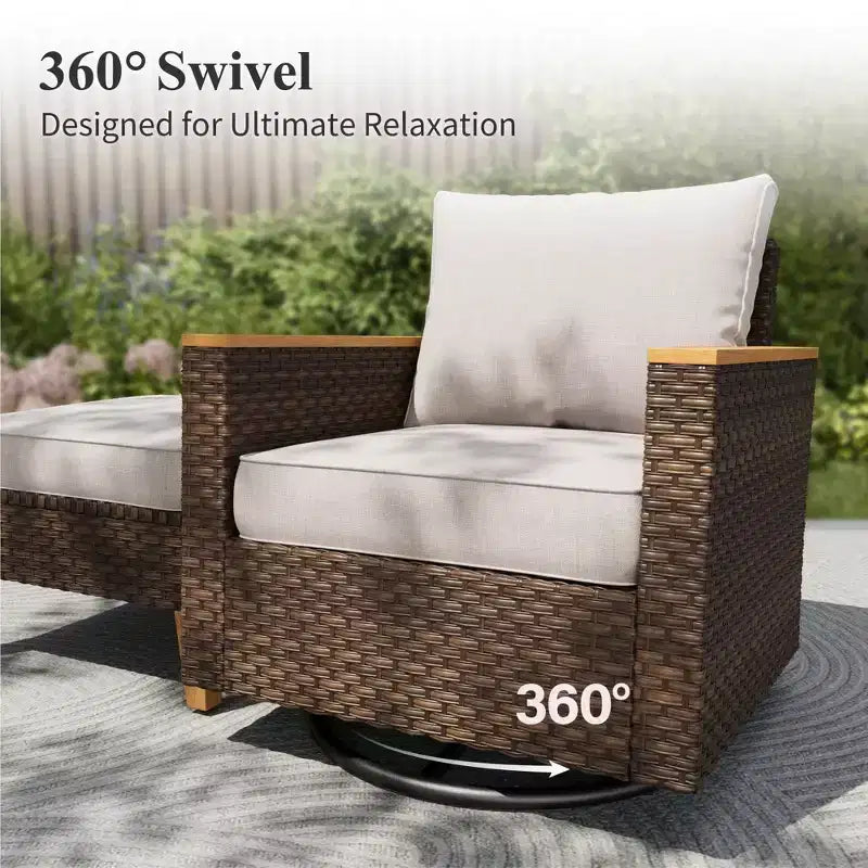 Captiva Designs Ensemble de canapé de conversation d'extérieur en osier 9 pièces avec coussins épais pour terrasse, jardin et piscine