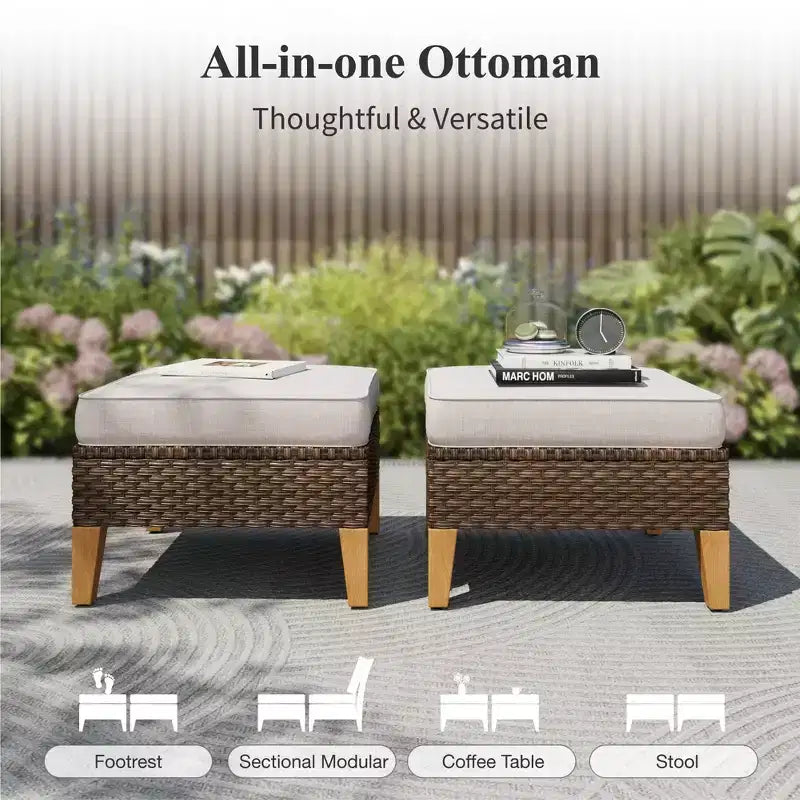 Captiva Designs Ensemble de canapé de conversation d'extérieur en osier 9 pièces avec coussins épais pour terrasse, jardin et piscine