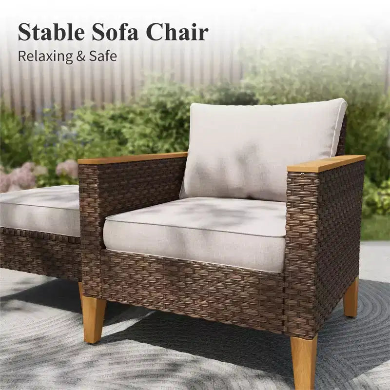Captiva Designs Ensemble de canapé de conversation d'extérieur en osier 9 pièces avec coussins épais pour terrasse, jardin et piscine