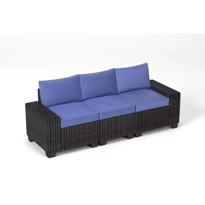 Ensemble de canapé sectionnel d'extérieur en rotin 6 pièces avec table basse, salon de patio tout temps avec coussins épais pour jardin, porche, balcon
