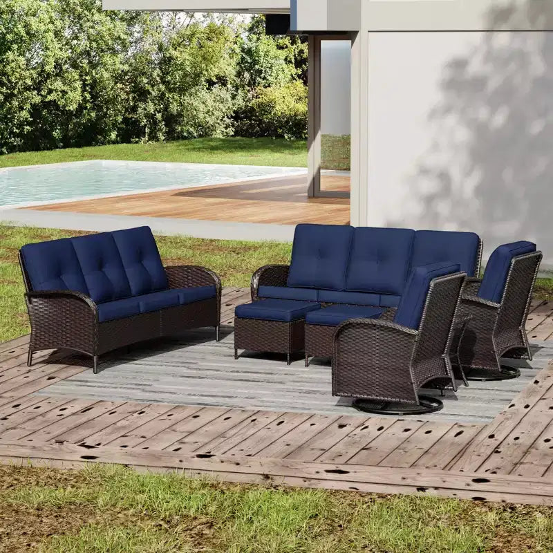 Ensemble de mobilier de jardin UPTIOT avec canapés, fauteuils pivotants, poufs et table d'appoint