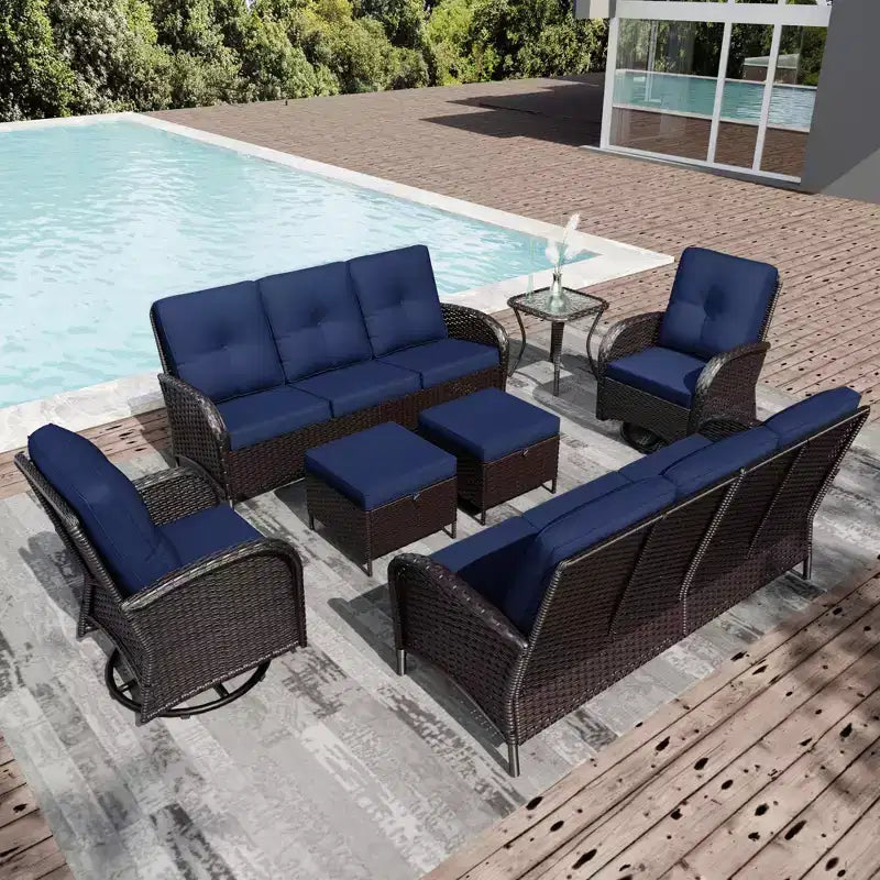 Ensemble de mobilier de jardin UPTIOT avec canapés, fauteuils pivotants, poufs et table d'appoint