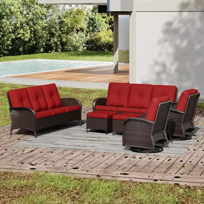 Ensemble de mobilier de jardin UPTIOT avec canapés, fauteuils pivotants, poufs et table d'appoint