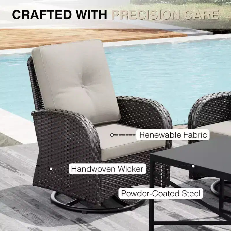 Ensemble de sectionnels d'extérieur haut de gamme UPTIOT avec foyer et fauteuils pivotants