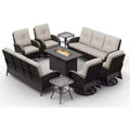 UPTIOT Premium Outdoor Sectional Set with Fire Pit and Swivel Chairs
